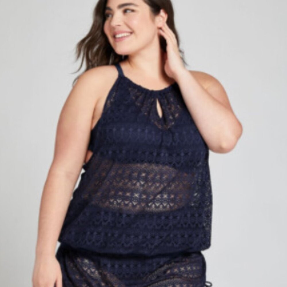 Cacique Blouson style Crochet Tankini Top